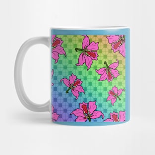 Bauhinia Flower with Rainbow Tile Floor Pattern - Summer Flower Pattern Mug